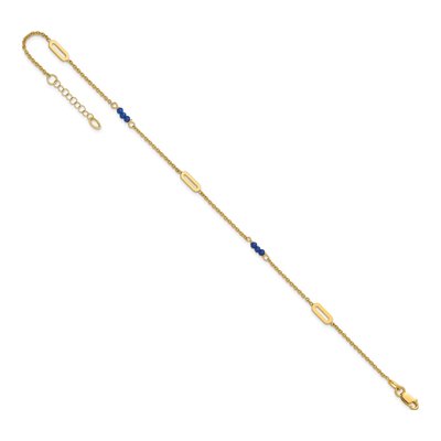 14K Yellow Gold Blue Spinel Anklet – view 6