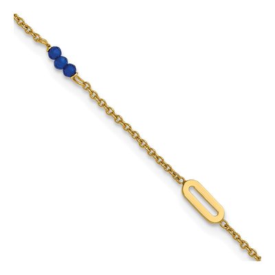 14K Yellow Gold Blue Spinel Anklet
