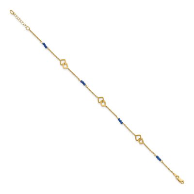 14K Yellow Gold Blue Spinel Anklet – view 3