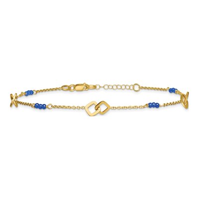 14K Yellow Gold Blue Spinel Anklet – view 4