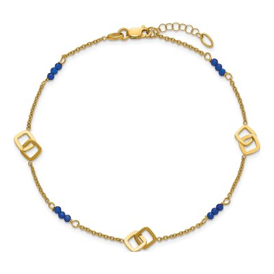 14K Yellow Gold Blue Spinel Anklet – view 5