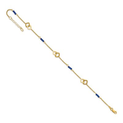 14K Yellow Gold Blue Spinel Anklet – view 6
