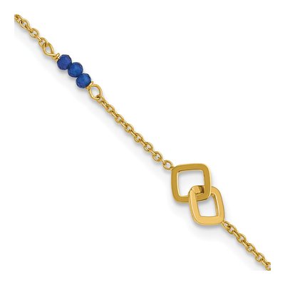 14K Yellow Gold Blue Spinel Anklet