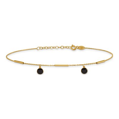 14K Yellow Gold Onyx Dangle Anklet – view 4