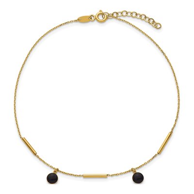 14K Yellow Gold Onyx Dangle Anklet – view 5