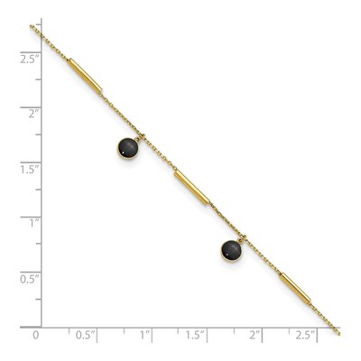 14K Yellow Gold Onyx Dangle Anklet – view 7