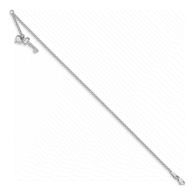 14K White Gold Heart Key Cable Anklet – view 3