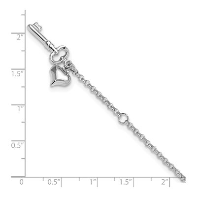 14K White Gold Heart Key Cable Anklet – view 5