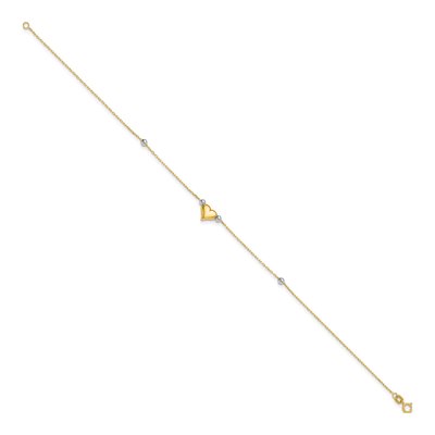 14K Two-Tone Gold Puffed Heart Anklet – view 3