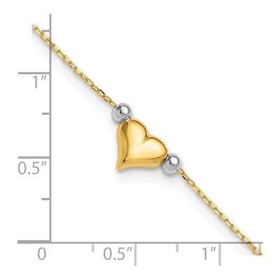 14K Two-Tone Gold Puffed Heart Anklet – view 5