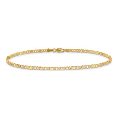 14K Two-Tone Gold X-And-Heart Anklet – view 4