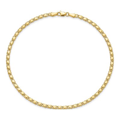14K Yellow Gold Double-Sided Hearts Anklet – view 6