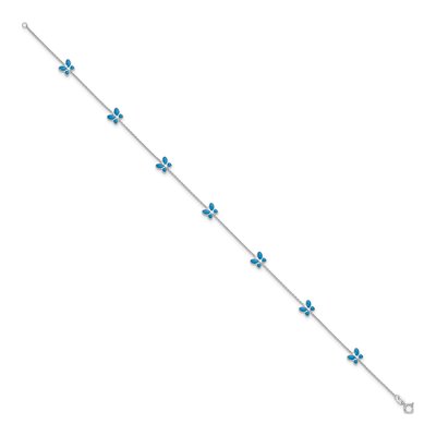 14K White Gold Blue Enamel Butterfly Anklet – view 3
