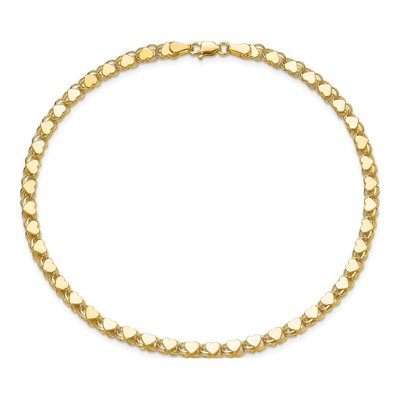 14K Yellow Gold Double Hearts Anklet – view 5