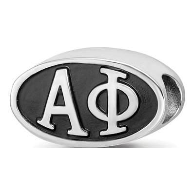 Alpha Phi Sterling Silver Sorority Greek Letters Enameled Oval Bead