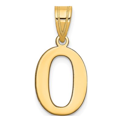 14K Yellow Gold Number 0 Pendant