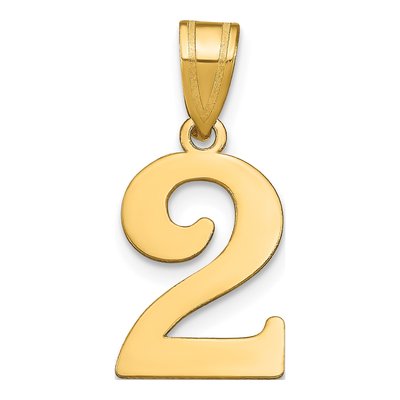 14K Yellow Gold Number 2 Pendant