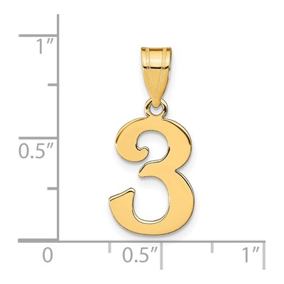 14K Yellow Gold Number 3 Pendant – view 4