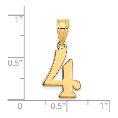 14K Yellow Gold Number 4 Pendant – view 4