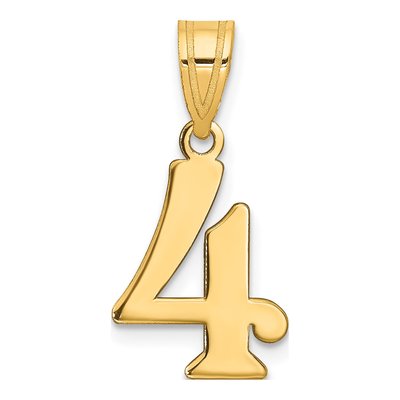 14K Yellow Gold Number 4 Pendant