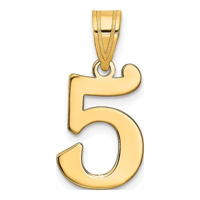 14K Yellow Gold Number 5 Pendant