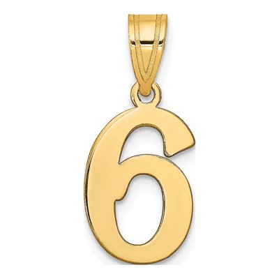 14K Yellow Gold Number 6 Pendant