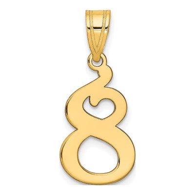 14K Yellow Gold Number 8 Pendant