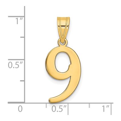 14K Yellow Gold Number 9 Pendant – view 2