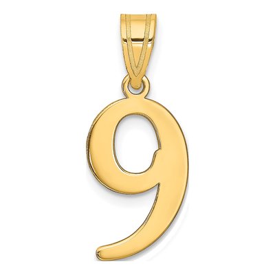 14K Yellow Gold Number 9 Pendant