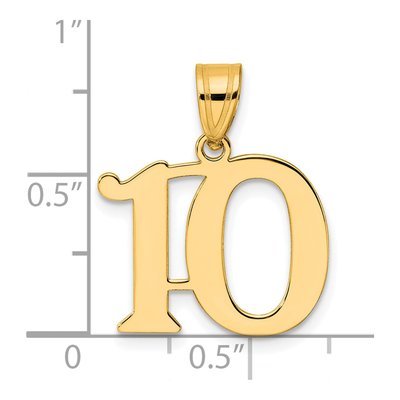 14K Yellow Gold Number 10 Pendant – view 5