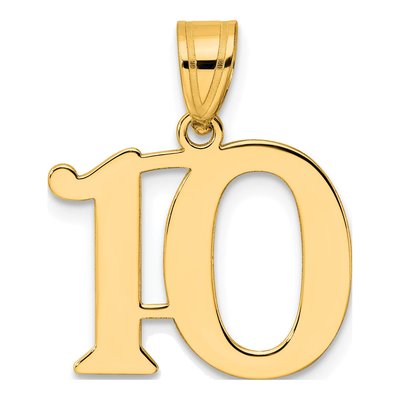 14K Yellow Gold Number 10 Pendant