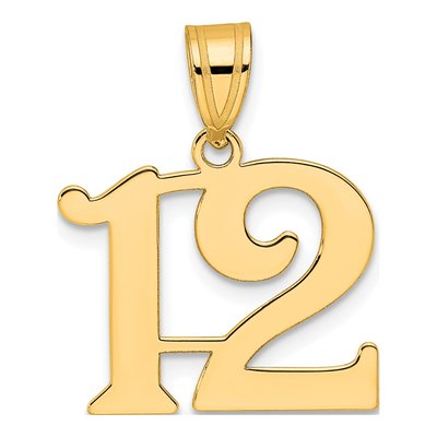 14K Yellow Gold Number 12 Pendant