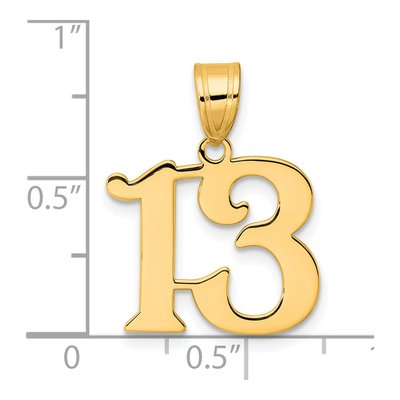 14K Yellow Gold Number 13 Pendant – view 5