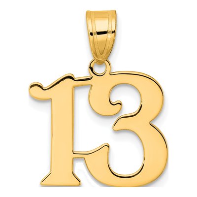 14K Yellow Gold Number 13 Pendant