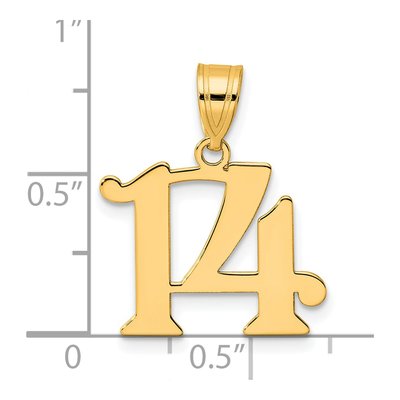 14K Yellow Gold Number 14 Pendant – view 5