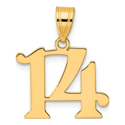 14K Yellow Gold Number 14 Pendant
