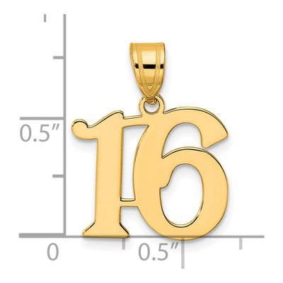 14K Yellow Gold Number 16 Pendant – view 5