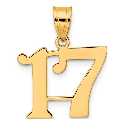 14K Yellow Gold Number 17 Pendant