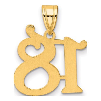 14K Yellow Gold Number 18 Pendant – view 4