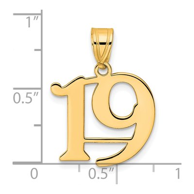 14K Yellow Gold Number 19 Pendant – view 5