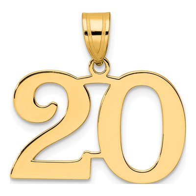 14K Yellow Gold Number 20 Pendant