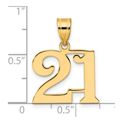 14K Yellow Gold Number 21 Pendant – view 5