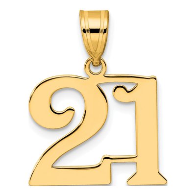 14K Yellow Gold Number 21 Pendant