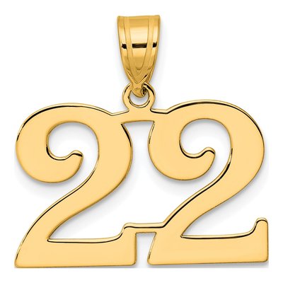 14K Yellow Gold Number 22 Pendant