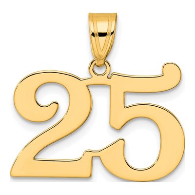14K Yellow Gold Number 25 Pendant
