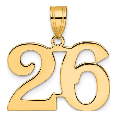 14K Yellow Gold Number 26 Pendant