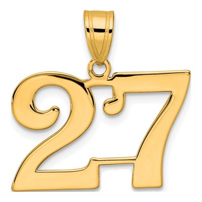 14K Yellow Gold Number 27 Pendant