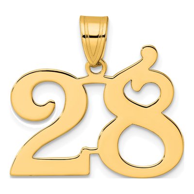 14K Yellow Gold Number 28 Pendant