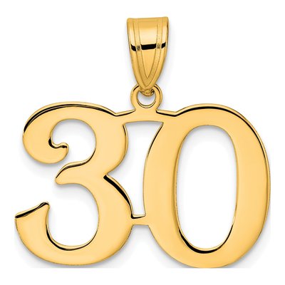 14K Yellow Gold Number 30 Pendant