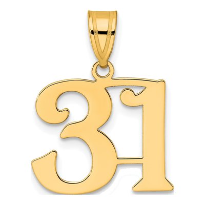 14K Yellow Gold Number 31 Pendant